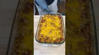 Loaded Chili Cheese Dog Casserole.