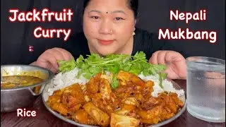 JACKFRUIT CURRY WITH RICE 🔥सोपको साग र आलुको झोल तरकारी | CORIANDER | NEPALI MUKBANG | EATING VIDEO 