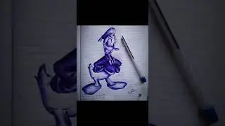 Donald duck drawing with pen .