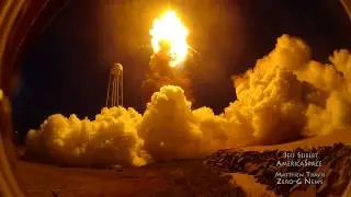 Antares ORB-3 launch explosion from beach side using a now slightly melted GoPro 2
