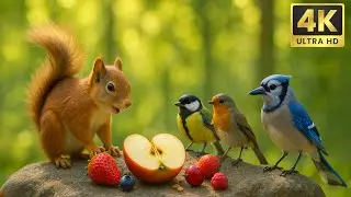 Relaxing Cat TV for Felines: 4K HDR Birds & Squirrels Fun 🐦🐿️