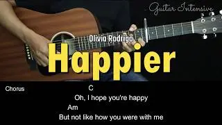Happier - Olivia Rodrigo | EASY Guitar Tutorial with Chords / Lyrics