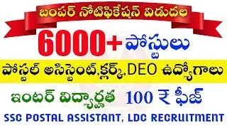 Ssc postal assistant and Ldc recruitment 2020 | jobs telugu | total information