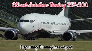 30 year old G-SWRD 2Excel Aviation Boeing 737-300 departing Birmingham airport.