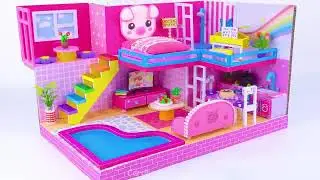 Build Amazing Pink Piggy House with Underground Pool for Three Little Pigs | DIY Miniature House