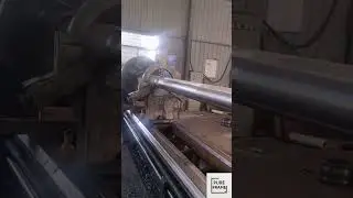 Precision Lathe Turning on a Massive Steel Roller