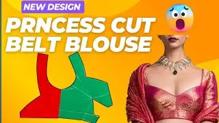 New Princess Cut Belt Blouse Cutting| Deep Neck 40, Size