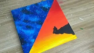 Galaxy Sunset painting | Step by step acrylic painting tutorial