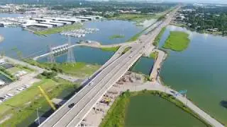 Kemah Bridge Expansion Construction Progress via Drone (4 August 2019) - Clear Creek Channel Bridge