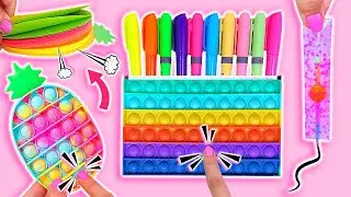 💥🎉DIY FIDGET TOYS School Supplies IDEAS (Pop It Notebook, Pencil Case and Marble Mesh Pen) TIKTOK