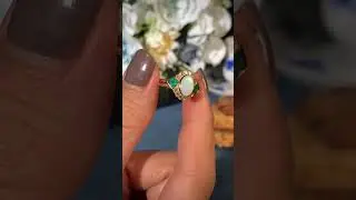 Australian Opal Emerald Diamond Three Stone Ring
