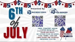 Noon Notebook: 6th of July Free Concert Event @ Buffalo Springs Lake