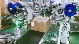 Carton labels sticker applicator equipment linear type