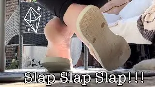 Foot Watch 👀 slapping in white flip flops