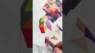 Geometric woman painting with artistry markers