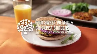 FLOJ Sweet Potato & Chickpea Burgers with Tangy Orange Sauce