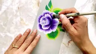 How to Paint Roses with an Angular brush by Varshafineart l flower painting