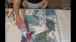 Hints of Transparent Color Over Blues - Fluid Art Acrylic Pour