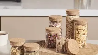 Eden & Willow Round Glass Spice Jars with Cork Lids