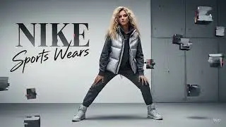 A dynamic fashion advertisement for Nike