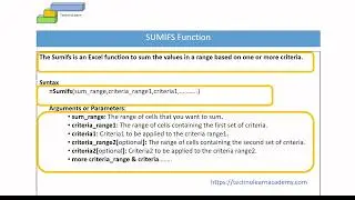 MSExcel Sumifs Function