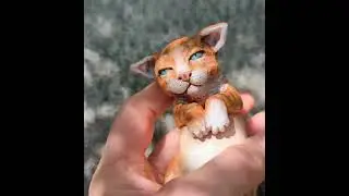 Sleepy tabby in dappled summer sun, #clayart #catart #kitty #catshorts #madeinnovascotia #sculpted
