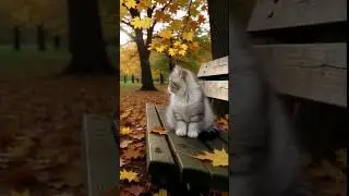 Lonely kitten sitting in an autumn park 🐈 🍂 ✨ #shorts #cat #kitten, #autumn