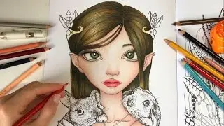EYES & LIPS DRAWING with COLORED PENCILS | Bunny Keeper - Part 2 | Inklings Coloring Book