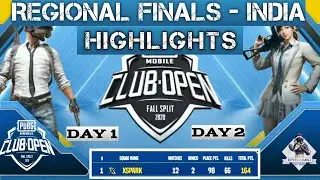 PMCO India Regional Finals Highlights || Day 1 + Day 2 || Fall Split || PUBG Mobile Club Open 2020