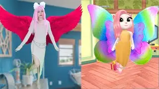 Imitate Angela Turning into a Winged Angel - My Talking Angela 2 In Real life