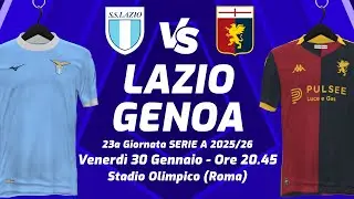 LAZIO vs GENOA 3-2 ▪︎ 23&ordf;  GIORNATA SERIE A 2025/26 ▪︎ DIRETTA LIVE STATISTICHE & CAMPO 3D