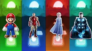 Mario VS Ironman in Elsa's Frozen World Tile Hop Challenge! #tileshop #usa #edmrush #superhero