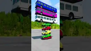 Mixed Colorful Buses Fall Crash #shorts #cars