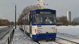 Tatra T3MR- 35196 + 35206 arrives at the stop Uzvaras parks 