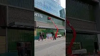 washing outside Simon's new Toronto Canada  #downtown #area #new department store Eaton centre #fun