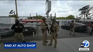 Sheriff's deputies, federal agents raid auto body shop in Pomona