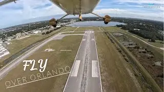 1008 - 4K FLYING OVER ORLANDO EXECUTIVEAIRPORT AND DOWNTOWN
