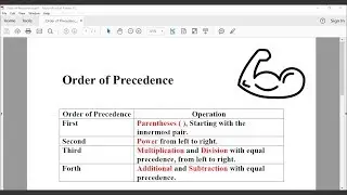 The order of precedence for Math Operations