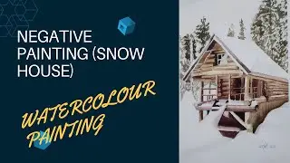 Negative Painting | A House in Snow | Watercolor Painting | Watercolour Tutorial | Art