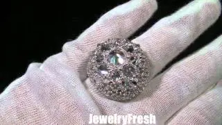 JewelryFresh White Gold Finish Fully Iced Jumbo Spiky Stones CZ Ring w/ High End Lab Made Diamonds!