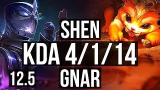 SHEN vs GNAR (TOP) | 4/1/14, Rank 7 Shen, 900+ games, 1.2M mastery | NA Challenger | 12.5