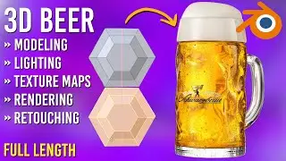 Beer mug creation in Blender 3D / Modeling, Lighting, Rendering, Postproduction