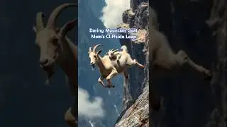 Mother Mountain Goat Leaps Across Cliffside Carrying Newborn Kid #Shorts #WildlifeShorts #GoatLife