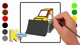 How to Draw and Color a Bulldozer for Kids | Vehicles Coloring Book and Page Art for Kids | 👷&zwj;♂️🚧🎨