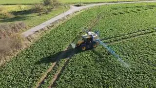 JCB Fastrac 4220 mit Inuma Aufbauspritze beim Pflanzenschutz im Raps Herbst 2022
