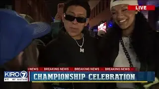 Pioneer Square celebrations after Seahawks Super Bowl win