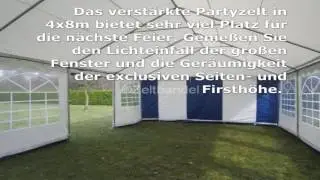 Partyzelt 4x8 blau/wei&szlig; (feuerresistent)