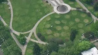 Seattle Parks test out social distancing circles at Cal Anderson Park