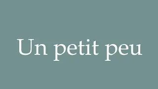 How to Pronounce ''Un petit peu'' (A little bit!) Correctly in French