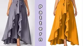 &diams;️ How to Design and Sew Elegant Layered pants/DIY Ruffle wrap pants/Waisted Palazzo pants pattern 🪡